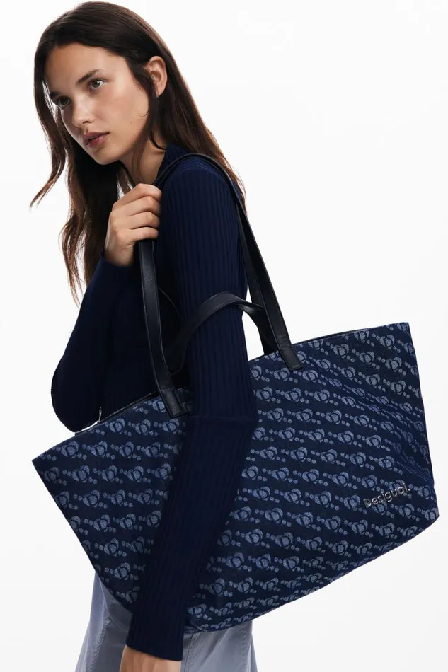 Bags Women Desigual Desigual Logo Shopper Bag Blue