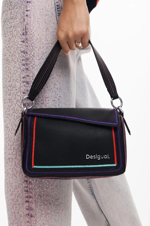 Bags Women Desigual Multilineal Handbag With Zipper Black