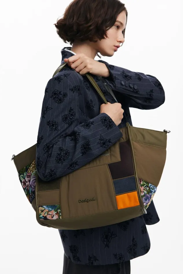 Bags Women Desigual Patchwork Shopper Bag Green