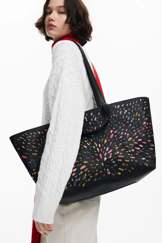 Bags Women Desigual Perforated Bag Black