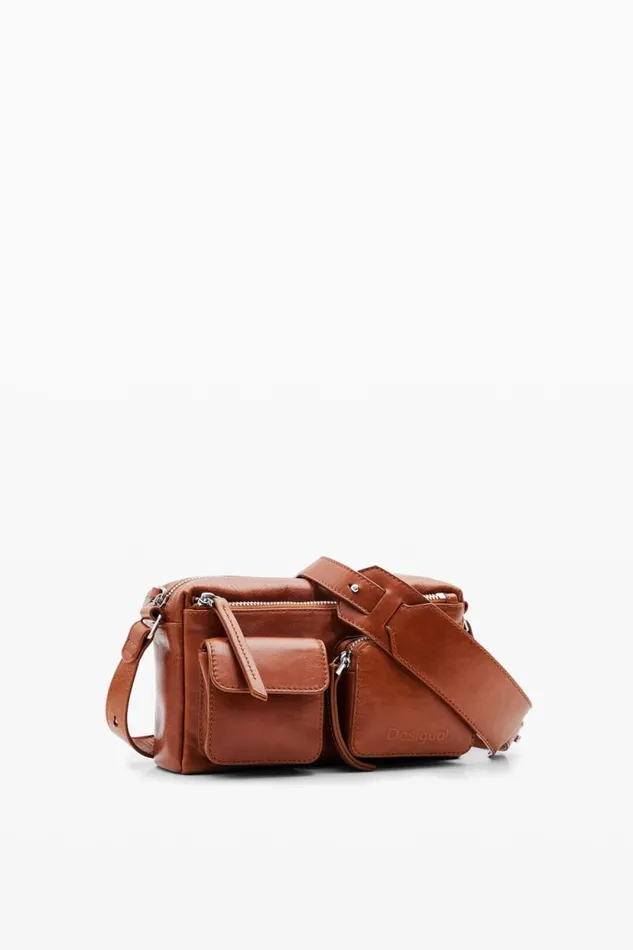 Bags Women Desigual S Leather Pockets Crossbody Bag Brown