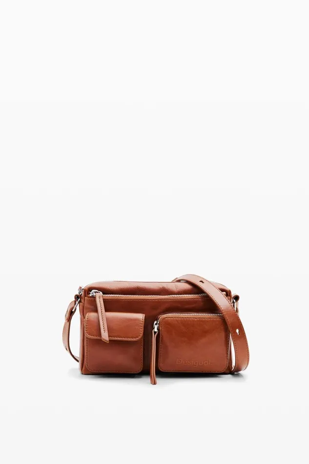 Bags Women Desigual S Leather Pockets Crossbody Bag Brown