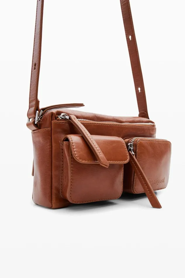 Bags Women Desigual S Leather Pockets Crossbody Bag Brown