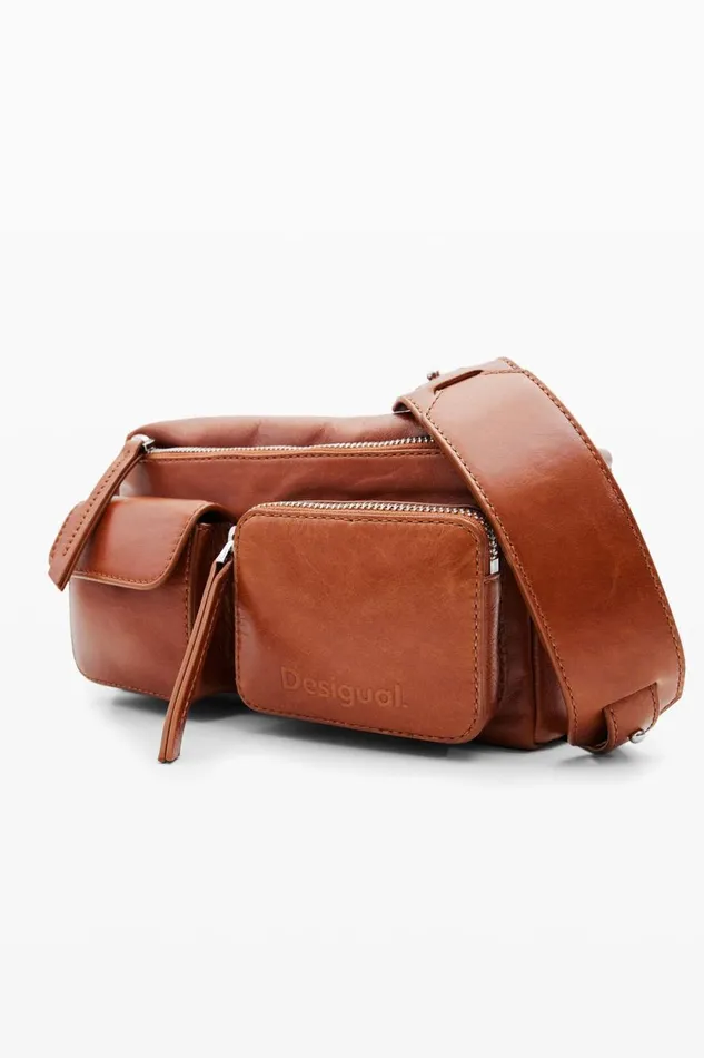 Bags Women Desigual S Leather Pockets Crossbody Bag Brown