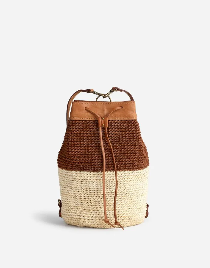 Bags Women Madewell MINGA Crocheted Transito Backpack Brown Multi