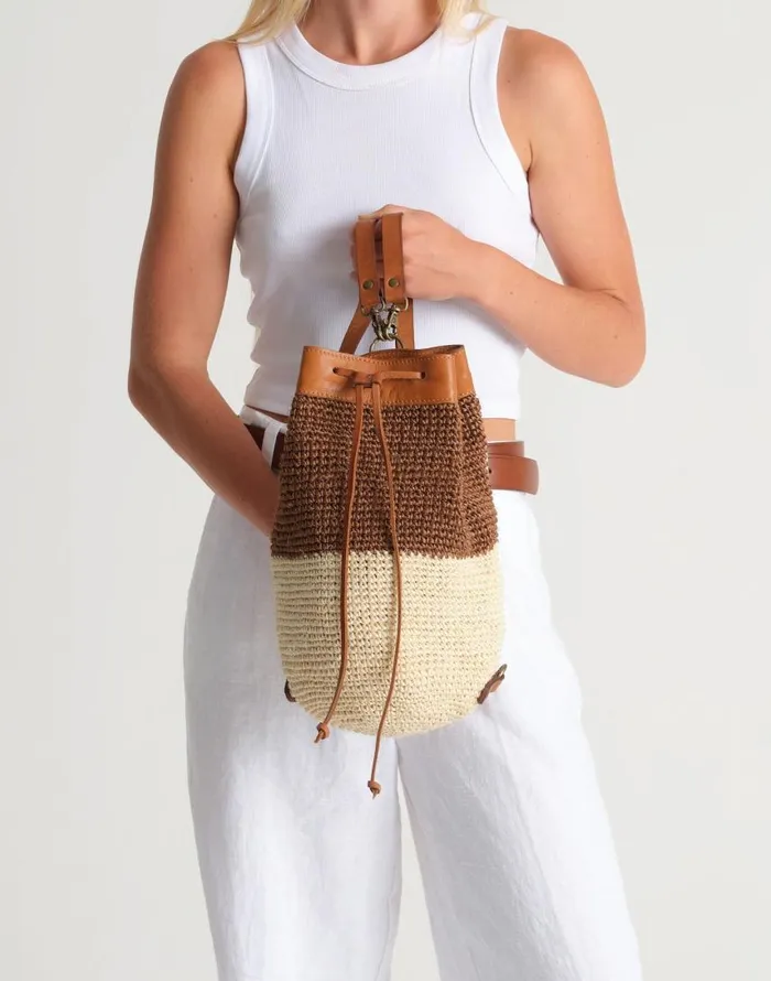 Bags Women Madewell MINGA Crocheted Transito Backpack Brown Multi