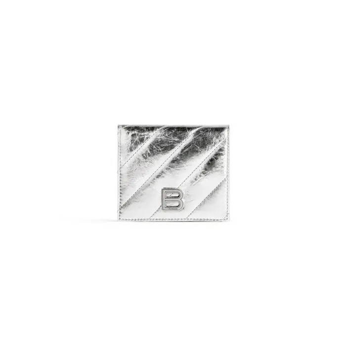Balenciaga Card Holders Women Women039s Crush Flap Coin And Card Holder Metallized Quilted In Silver Silver Balenciaga Card Holders Women Women039s Crush Flap Coin And Card Holder Metallized Quilted In Silver Silver