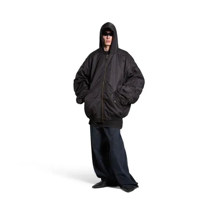 Balenciaga Coats and Jackets Men Men039s Tape Type Light Hooded Bomber In Black Black