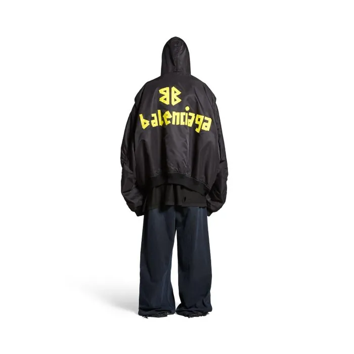 Balenciaga Coats and Jackets Men Men039s Tape Type Light Hooded Bomber In Black Black