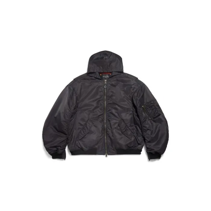 Balenciaga Coats and Jackets Men Men039s Tape Type Light Hooded Bomber In Black Black