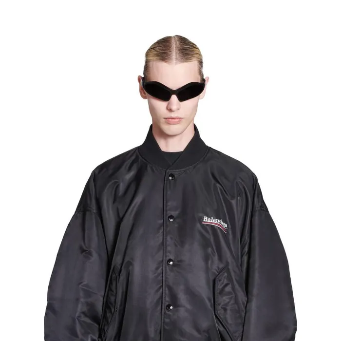 Balenciaga Coats and Jackets WomenMen Political Campaign Varsity Jacket In Black Black Balenciaga Coats and Jackets WomenMen Political Campaign Varsity Jacket In Black Black