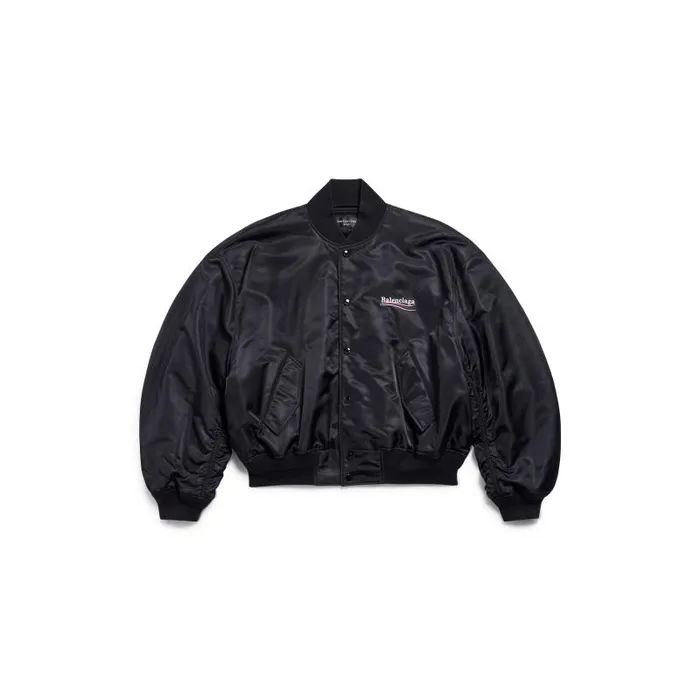 Balenciaga Coats and Jackets WomenMen Political Campaign Varsity Jacket In Black Black Balenciaga Coats and Jackets WomenMen Political Campaign Varsity Jacket In Black Black