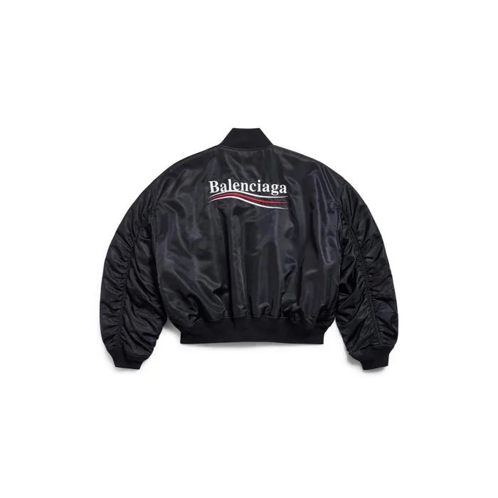 Balenciaga Coats and Jackets WomenMen Political Campaign Varsity Jacket In Black Black Balenciaga Coats and Jackets WomenMen Political Campaign Varsity Jacket In Black Black