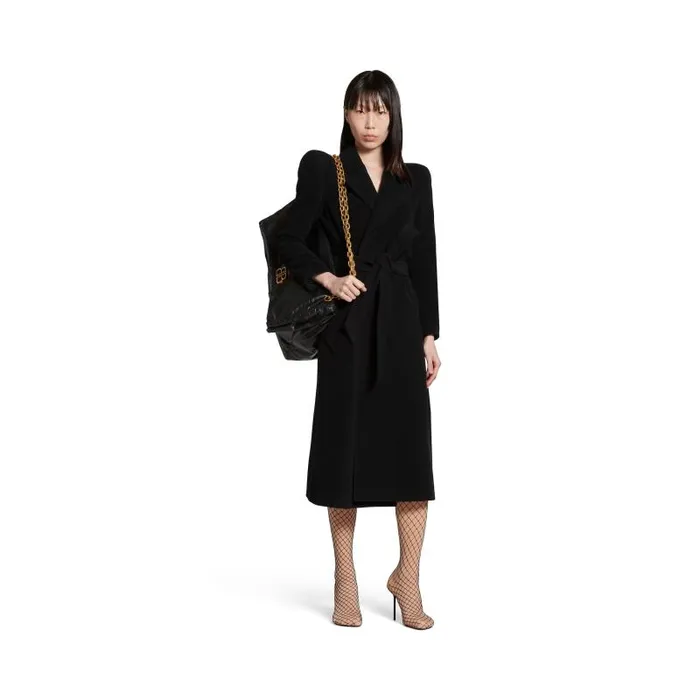 Balenciaga Coats and Jackets Women Women039s Round Shoulder Fitted Coat In Black Black