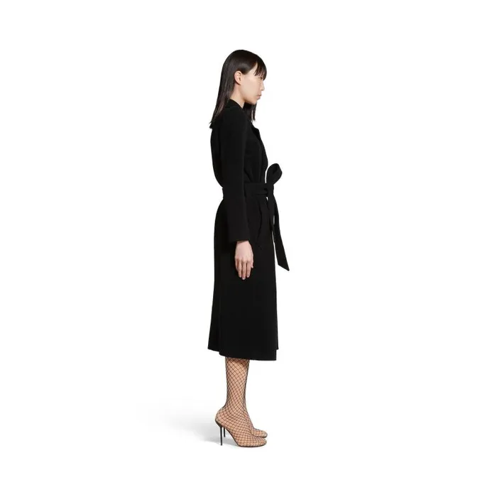 Balenciaga Coats and Jackets Women Women039s Round Shoulder Fitted Coat In Black Black