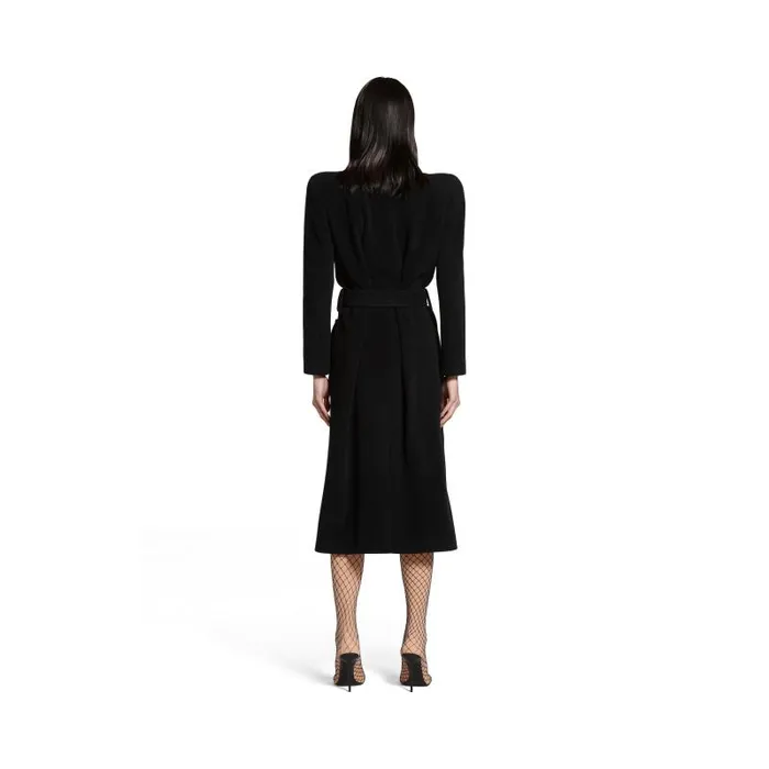 Balenciaga Coats and Jackets Women Women039s Round Shoulder Fitted Coat In Black Black