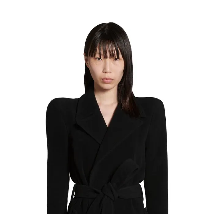 Balenciaga Coats and Jackets Women Women039s Round Shoulder Fitted Coat In Black Black