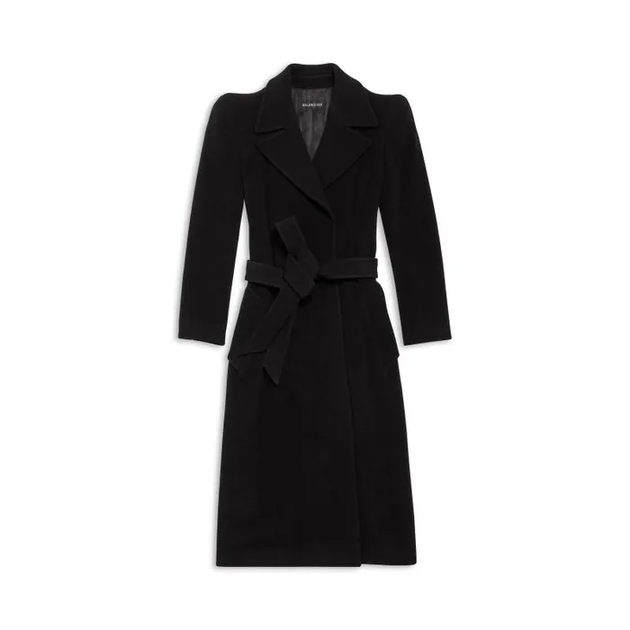 Balenciaga Coats and Jackets Women Women039s Round Shoulder Fitted Coat In Black Black
