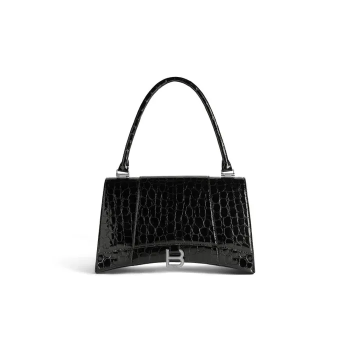 Balenciaga Handbags Women Women039s Hourglass Hinge Medium Handbag Crocodile Embossed In Black Black