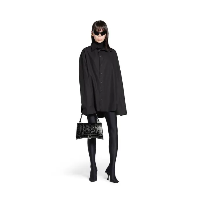 Balenciaga Handbags Women Women039s Hourglass Hinge Medium Handbag Crocodile Embossed In Black Black