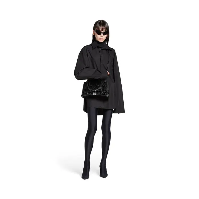 Balenciaga Handbags Women Women039s Hourglass Hinge Medium Handbag Crocodile Embossed In Black Black
