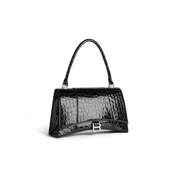 Balenciaga Handbags Women Women039s Hourglass Hinge Medium Handbag Crocodile Embossed In Black Black