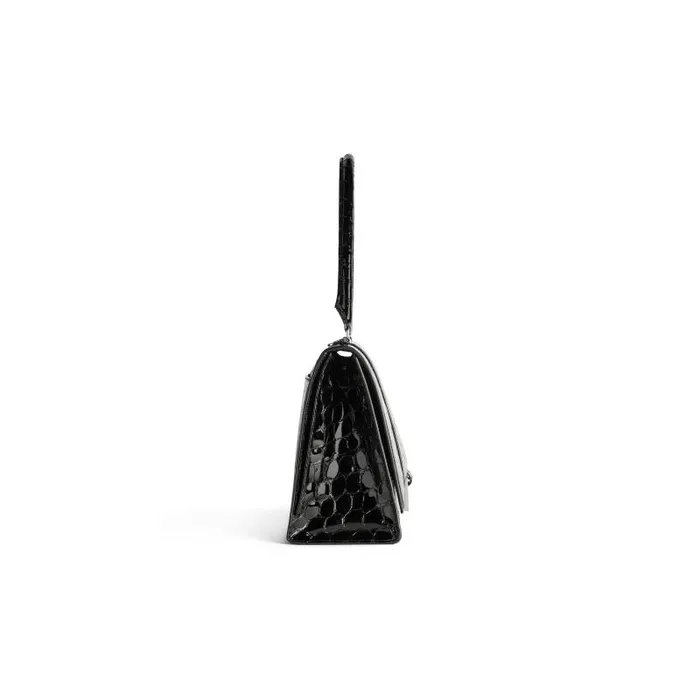 Balenciaga Handbags Women Women039s Hourglass Hinge Medium Handbag Crocodile Embossed In Black Black