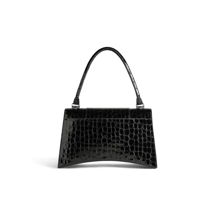 Balenciaga Handbags Women Women039s Hourglass Hinge Medium Handbag Crocodile Embossed In Black Black