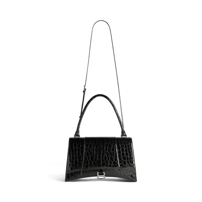 Balenciaga Handbags Women Women039s Hourglass Hinge Medium Handbag Crocodile Embossed In Black Black