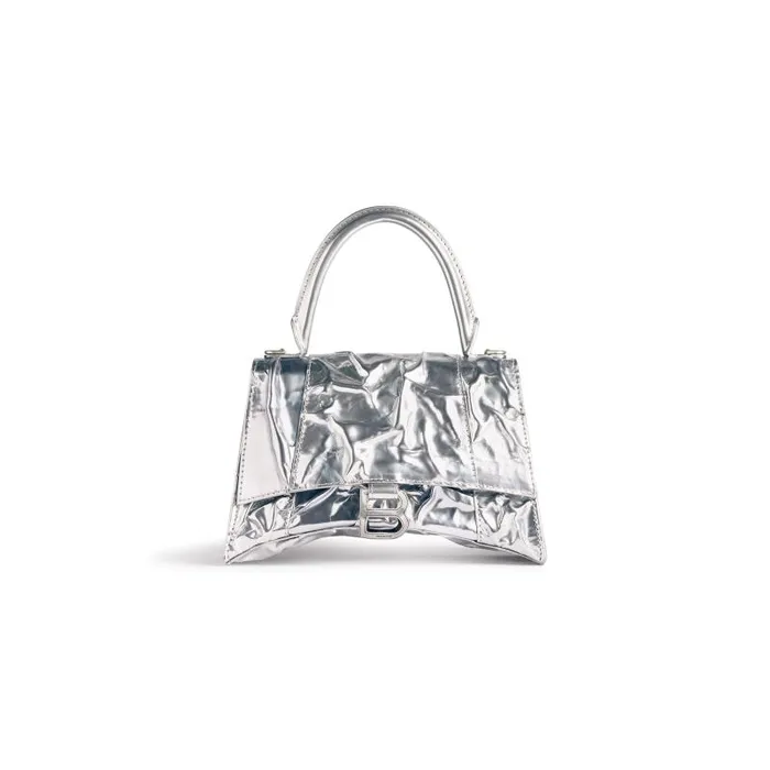 Balenciaga Handbags Women Women039s Hourglass Small Handbag Crushed Effect In Silver Silver