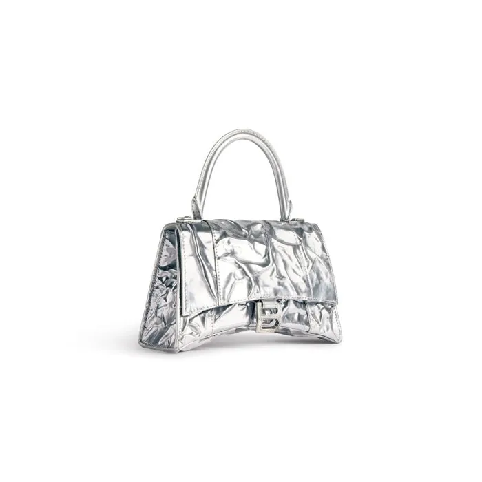 Balenciaga Handbags Women Women039s Hourglass Small Handbag Crushed Effect In Silver Silver Balenciaga Handbags Women Women039s Hourglass Small Handbag Crushed Effect In Silver Silver