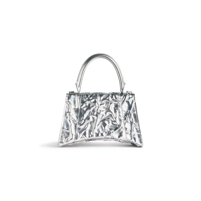 Balenciaga Handbags Women Women039s Hourglass Small Handbag Crushed Effect In Silver Silver Balenciaga Handbags Women Women039s Hourglass Small Handbag Crushed Effect In Silver Silver