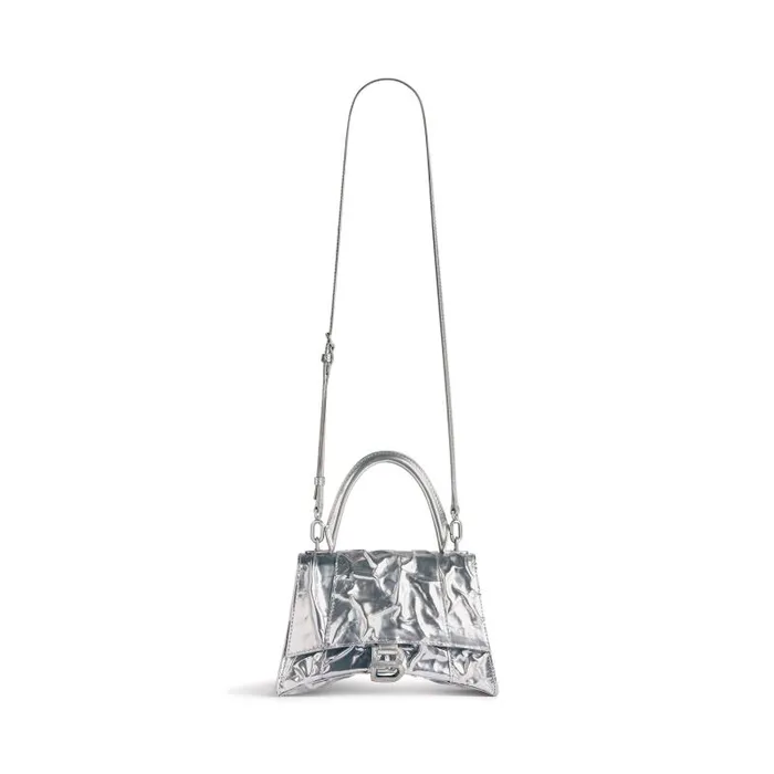 Balenciaga Handbags Women Women039s Hourglass Small Handbag Crushed Effect In Silver Silver Balenciaga Handbags Women Women039s Hourglass Small Handbag Crushed Effect In Silver Silver