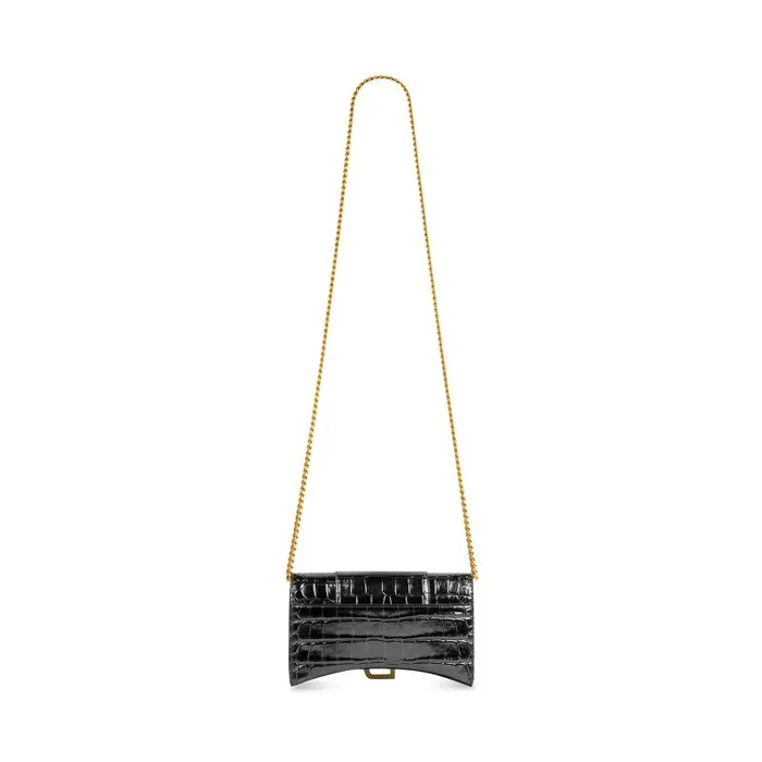 Balenciaga Mini Bags Women Women039s Hourglass Wallet On Chain Crocodile Embossed In Black Black