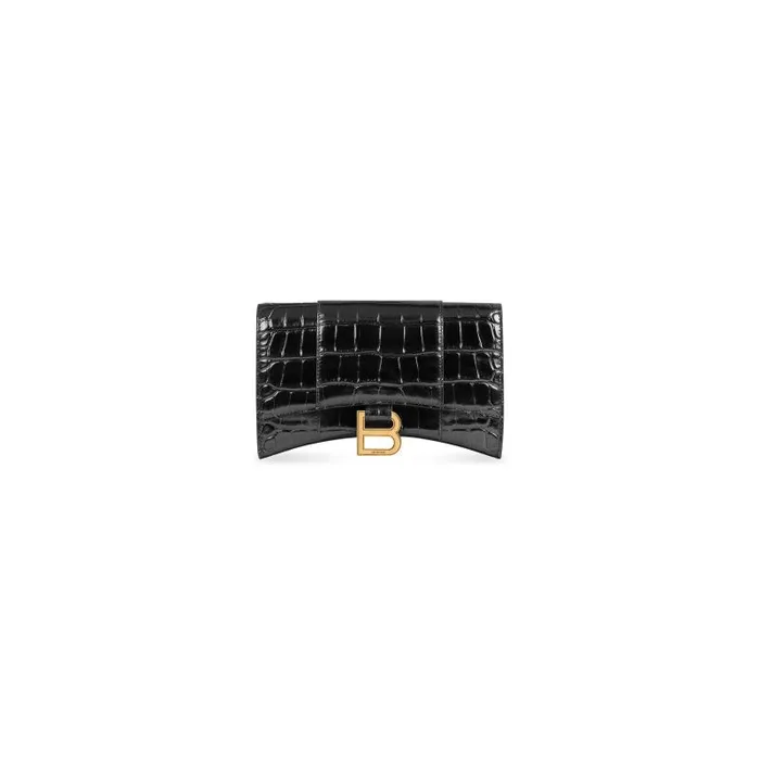 Balenciaga Mini Bags Women Women039s Hourglass Wallet On Chain Crocodile Embossed In Black Black