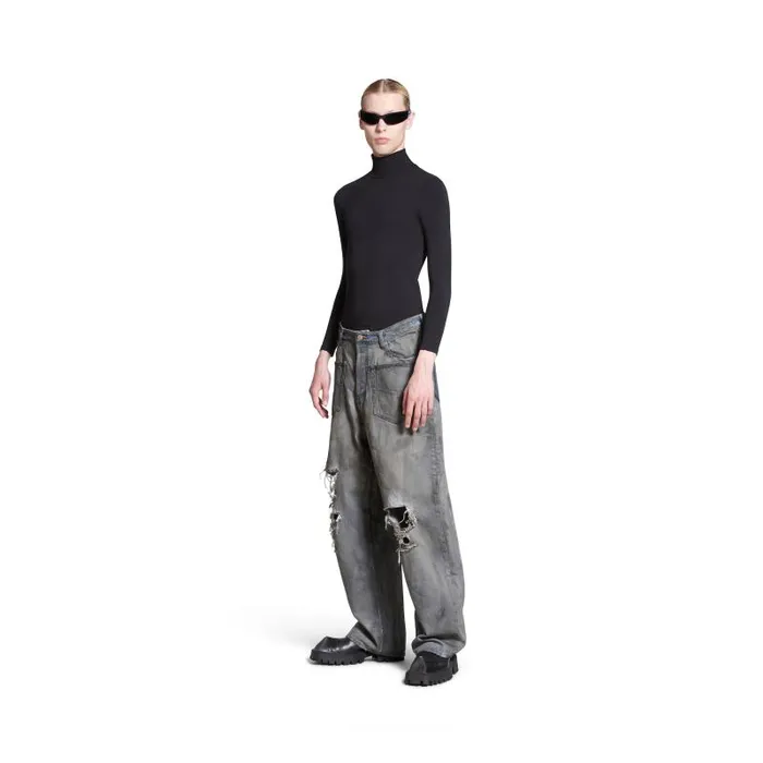 Balenciaga Pants WomenMen Patched Pockets Baggy Jeans In Blue Blue