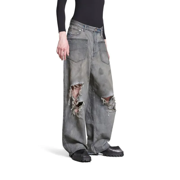 Balenciaga Pants WomenMen Patched Pockets Baggy Jeans In Blue Blue Balenciaga Pants WomenMen Patched Pockets Baggy Jeans In Blue Blue