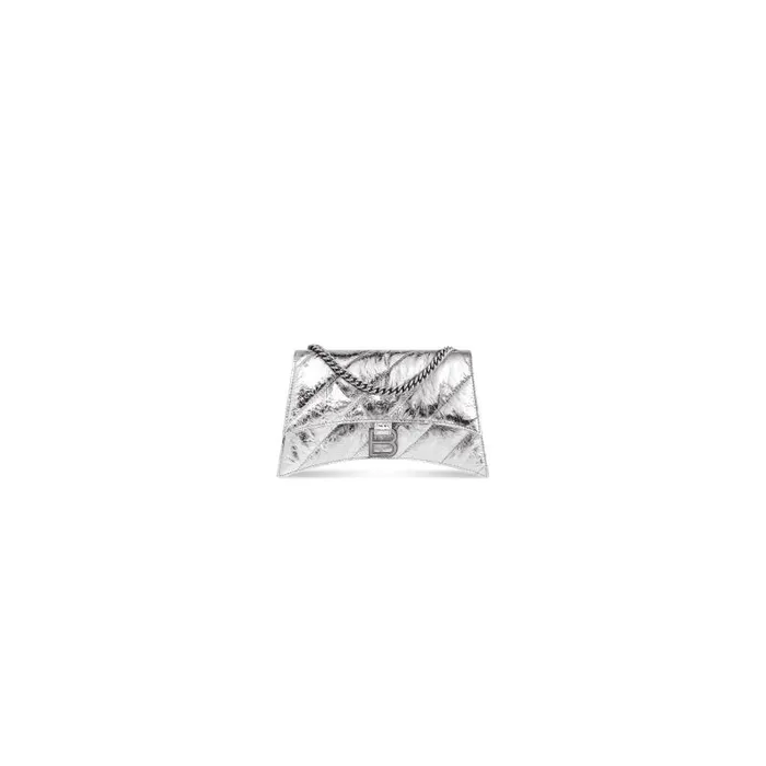 Balenciaga Shoulder Bags Women Women039s Crush Xs Chain Bag Metallized Quilted In Silver Silver Balenciaga Shoulder Bags Women Women039s Crush Xs Chain Bag Metallized Quilted In Silver Silver