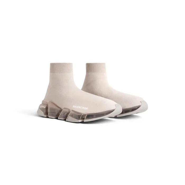 Balenciaga Sneakers Women Women039s Speed 20 Full Clear Sole Recycled Knit Sneaker In Light Beige Light Beige Balenciaga Sneakers Women Women039s Speed 20 Full Clear Sole Recycled Knit Sneaker In Light Beige Light Beige