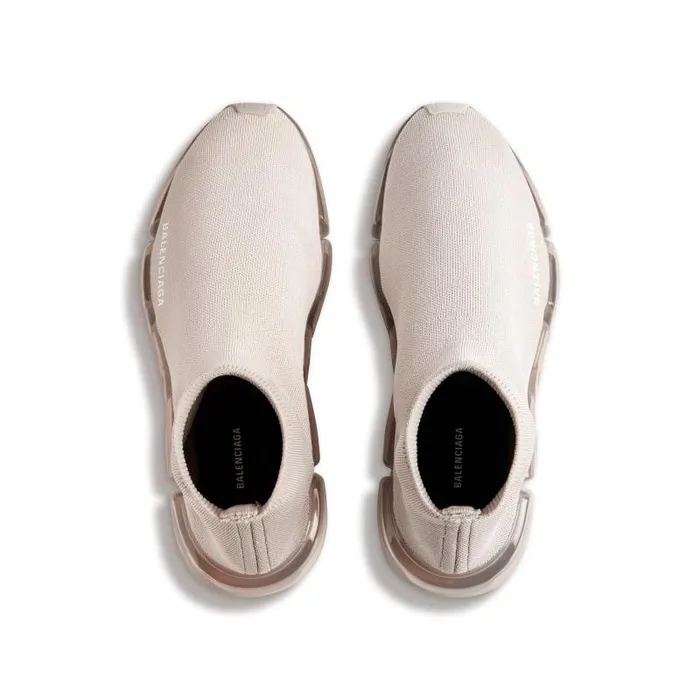 Balenciaga Sneakers Women Women039s Speed 20 Full Clear Sole Recycled Knit Sneaker In Light Beige Light Beige Balenciaga Sneakers Women Women039s Speed 20 Full Clear Sole Recycled Knit Sneaker In Light Beige Light Beige