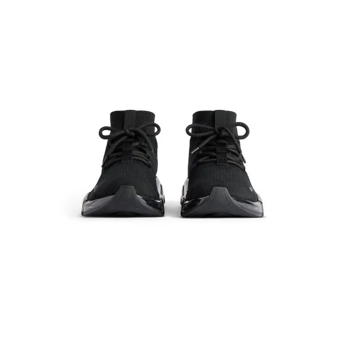 Balenciaga Sneakers Women Women039s Speed 20 Lace Up Full Clear Sole Recycled Knit Sneaker In Black Black