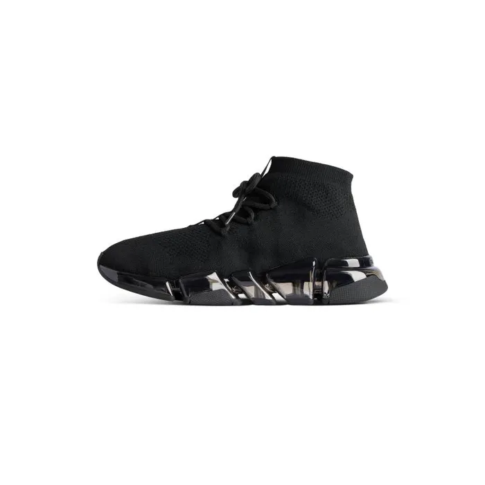 Balenciaga Sneakers Women Women039s Speed 20 Lace Up Full Clear Sole Recycled Knit Sneaker In Black Black