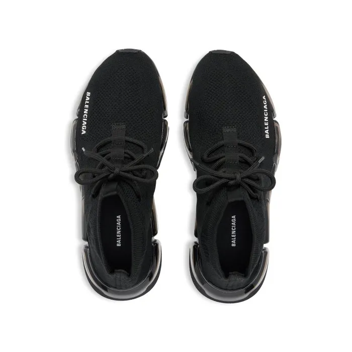 Balenciaga Sneakers Women Women039s Speed 20 Lace Up Full Clear Sole Recycled Knit Sneaker In Black Black