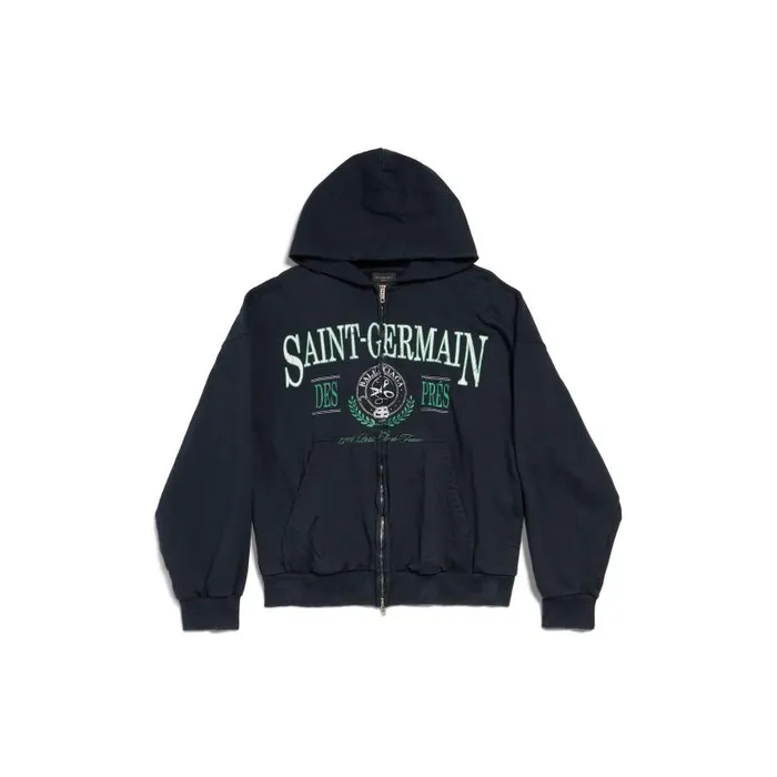 Balenciaga Sweatshirts and Hoodies WomenMen Saint Germain Zipup Hoodie Regular Fit In Dark Blue Dark Blue