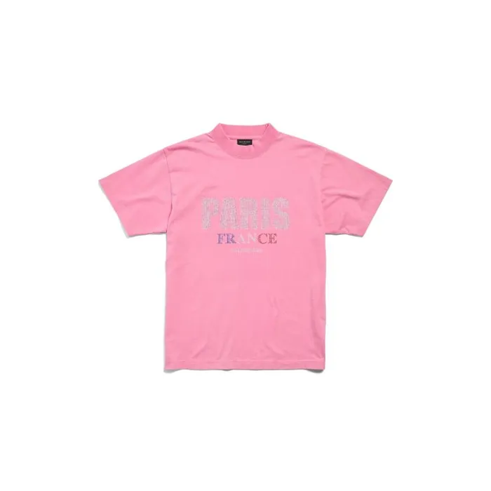 Balenciaga Tshirts Women Paris Strass Tshirt Small Fit In Faded Pink Faded Pink Balenciaga Tshirts Women Paris Strass Tshirt Small Fit In Faded Pink Faded Pink