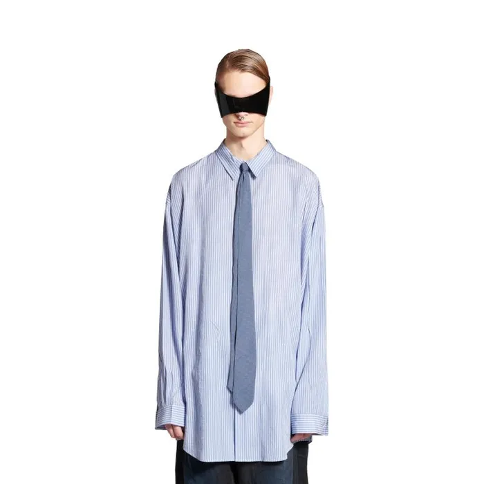 Balenciaga Tops and Shirts Men Men039s Fluid Shirt In Bluewhite Bluewhite Balenciaga Tops and Shirts Men Men039s Fluid Shirt In Bluewhite Bluewhite