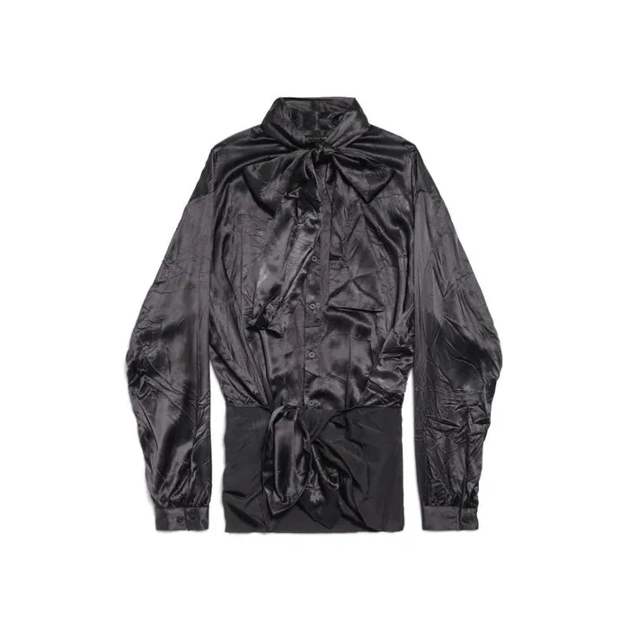 Balenciaga Tops and Shirts Women Women039s Knotted Lavalire Blouse In Black Black Balenciaga Tops and Shirts Women Women039s Knotted Lavalire Blouse In Black Black