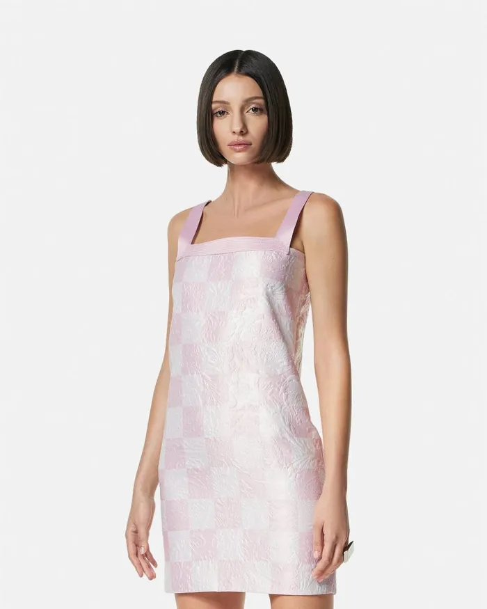 Barocco Contrasto Duchesse Mini Dress Light Pink Women Versace Dresses