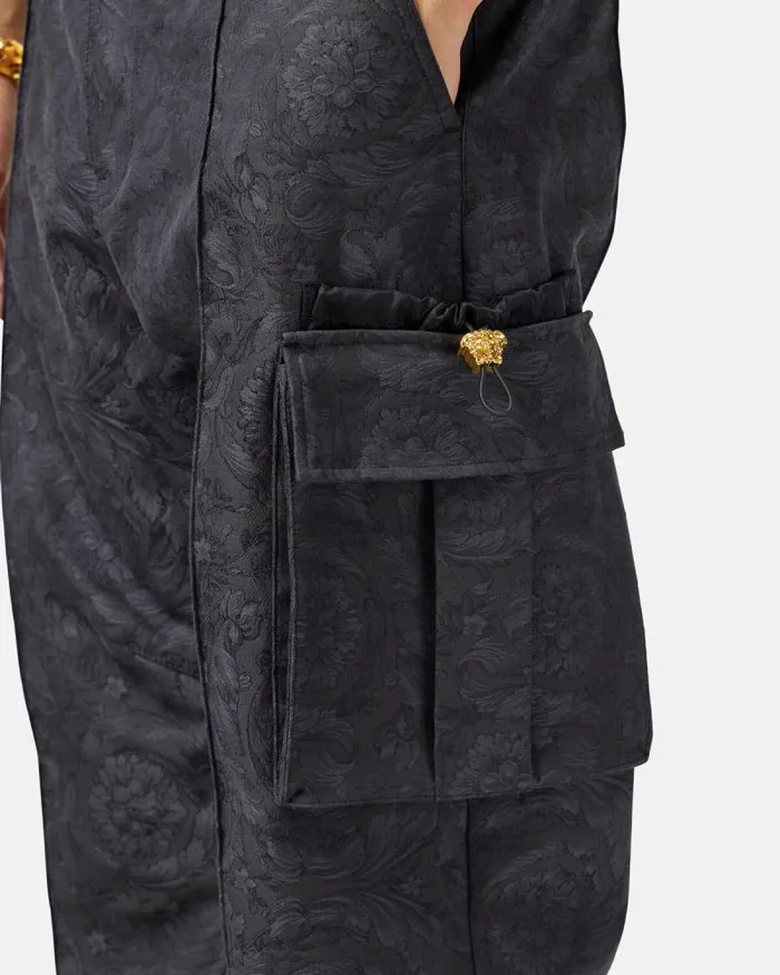 Barocco Jacquard Cargo Pants Gray Men Versace Pants and Shorts