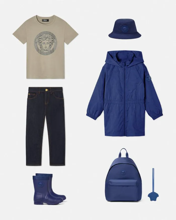 Barocco Jacquard Kids Parka Blue Children Versace Clothing